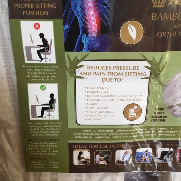 Luxury Bamboo memory foam ortho seat cushion like new! - Picture 7 of 7